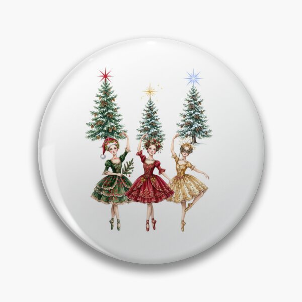 Item preview, Watercolor Christmas Ballerinas - Festive Nutcracker Style Ballet Dancers with Xmas Trees designed and sold by VibranPalette.