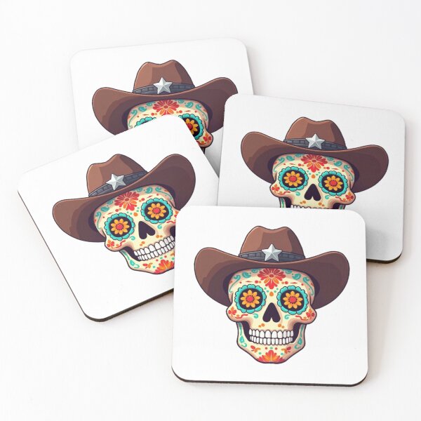 Item preview, Day of the Dead Skull with Brown Cowboy Hat designed and sold by BajioAmigos.