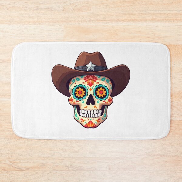 Item preview, Day of the Dead Skull with Brown Cowboy Hat designed and sold by BajioAmigos.