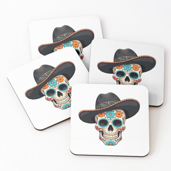 Item preview, Day of the Dead Skull with Black Cowboy Hat designed and sold by BajioAmigos.