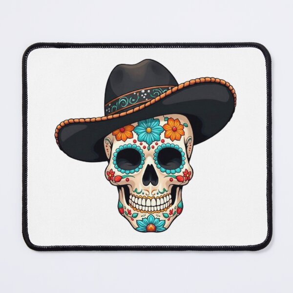 Item preview, Day of the Dead Skull with Black Cowboy Hat designed and sold by BajioAmigos.