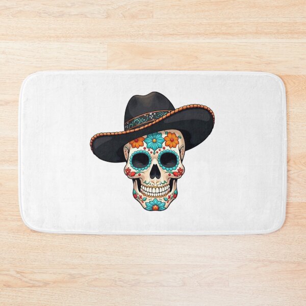 Item preview, Day of the Dead Skull with Black Cowboy Hat designed and sold by BajioAmigos.