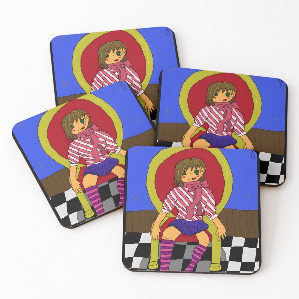 Item preview, Colorful Girl in Striped Socks Sitting on Chair designed and sold by J-Mindful.