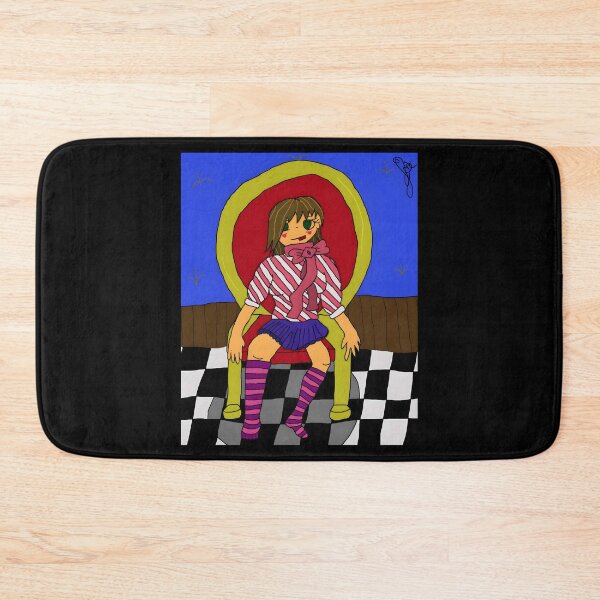 Item preview, Colorful Girl in Striped Socks Sitting on Chair designed and sold by J-Mindful.