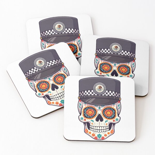 Item preview, Day of the Dead Skull with Policeman's Hat designed and sold by BajioAmigos.