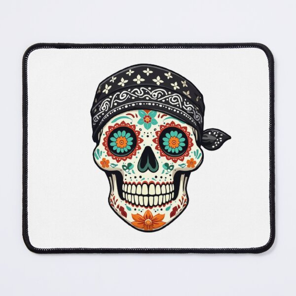 Item preview, Day of the Dead Skull Wearing a Bandana designed and sold by BajioAmigos.