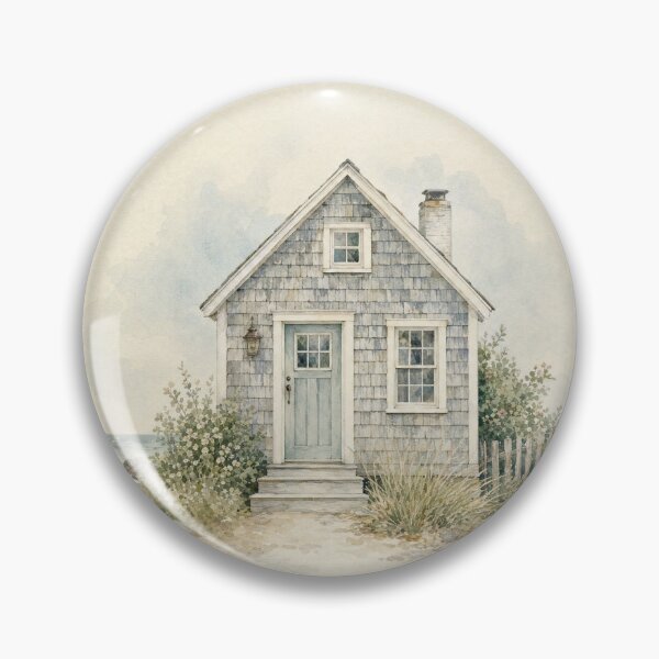 Item preview, Shingled and Sun-Bleached Cottage Illustration | Coastal Wall Art designed and sold by FixationStudio.
