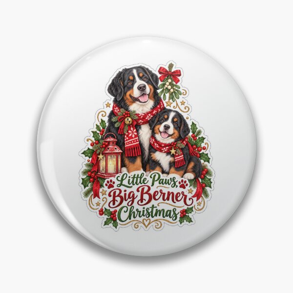 Artikelvorschau, Kleine Pfoten, großer Berner Sennenhund, Weihnachtspaar entworfen und verkauft von badburropress.