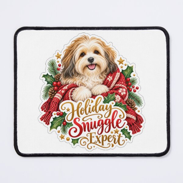 Item preview, Holiday Snuggle Expert Havanese Christmas Dog designed and sold by badburropress.