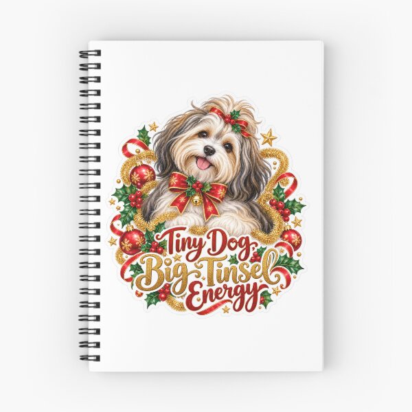 Item preview, Tiny Dog Big Tinsel Energy Havanese Christmas designed and sold by badburropress.