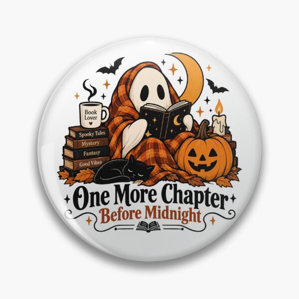 Item preview, One More Chapter Before Midnight – Cozy Ghost Reading Book Halloween designed and sold by Sanika arts .