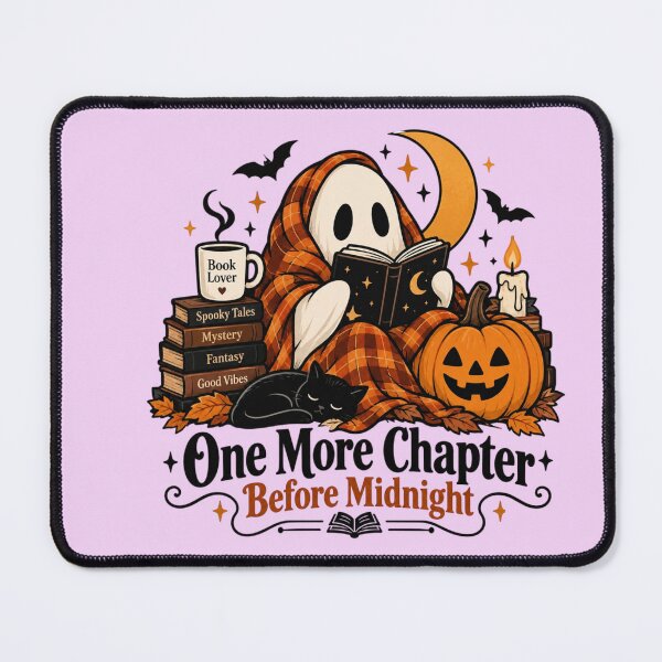 Item preview, One More Chapter Before Midnight – Cozy Ghost Reading Book Halloween designed and sold by Sanika arts .