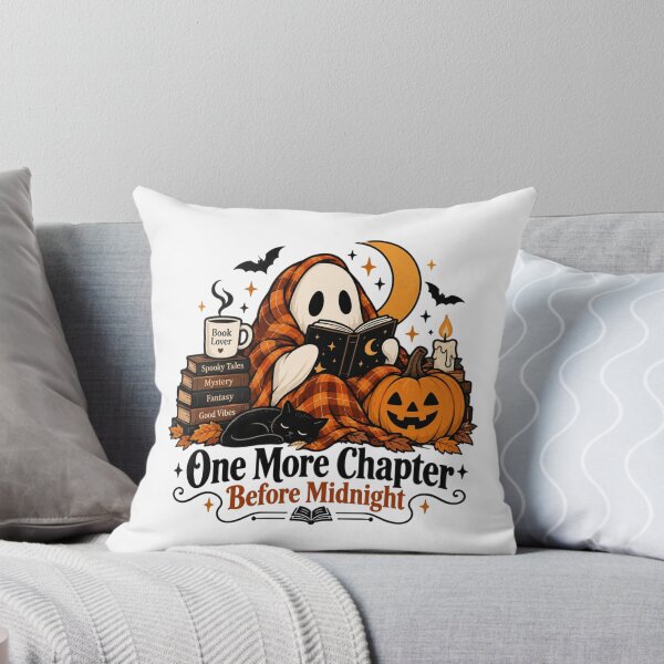 Item preview, One More Chapter Before Midnight – Cozy Ghost Reading Book Halloween designed and sold by Sanika arts .