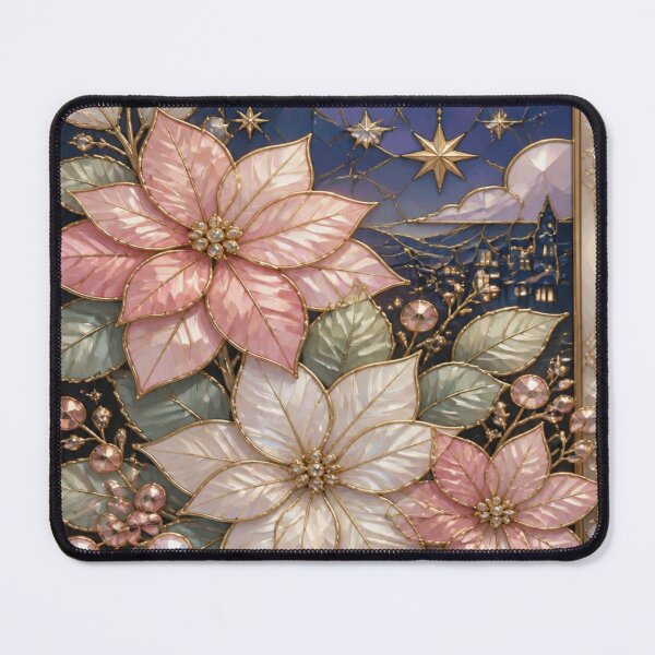 Item preview, Poinsettia Flowers in Tempered Glass and Moon designed and sold by BriSher.