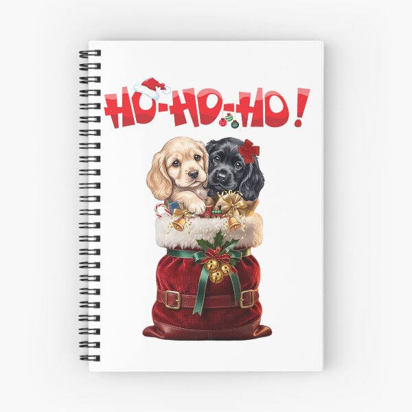 Item preview, Cute Christmas Puppies in Santa Sack - Ho Ho Ho Cocker Spaniel Dog Xmas  designed and sold by VibranPalette.