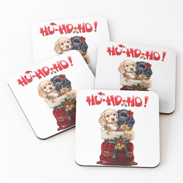 Item preview, Cute Christmas Puppies in Santa Sack - Ho Ho Ho Cocker Spaniel Dog Xmas  designed and sold by VibranPalette.