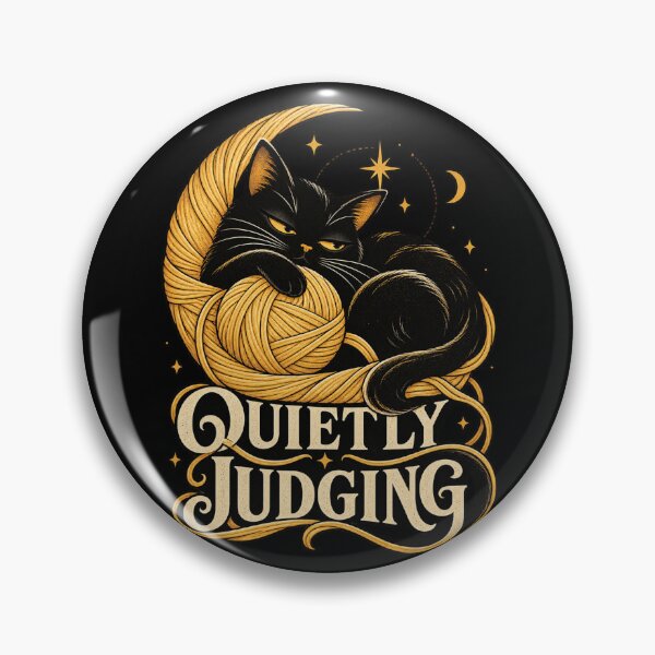 Item preview, Quietly Judging Cat, Black Cat and Golden Yarn Graphic designed and sold by haitrieuic96.