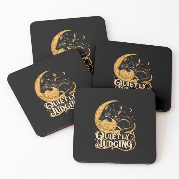 Item preview, Quietly Judging Cat, Black Cat and Golden Yarn Graphic designed and sold by haitrieuic96.