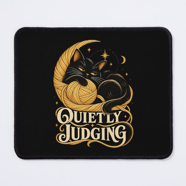 Item preview, Quietly Judging Cat, Black Cat and Golden Yarn Graphic designed and sold by haitrieuic96.