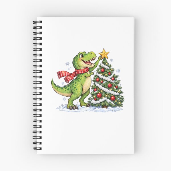 Item preview, Happy T Rex Decorating a Christmas Tree designed and sold by skyartdesign.