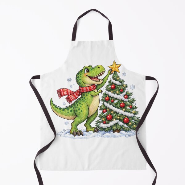 Item preview, Happy T Rex Decorating a Christmas Tree designed and sold by skyartdesign.