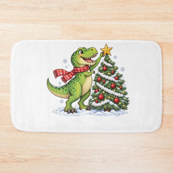 Item preview, Happy T Rex Decorating a Christmas Tree designed and sold by skyartdesign.