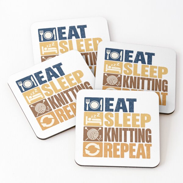 Item preview, Eat Sleep Knitting Repeat Hobby Knitter Crafter designed and sold by SkeletonsDanger.