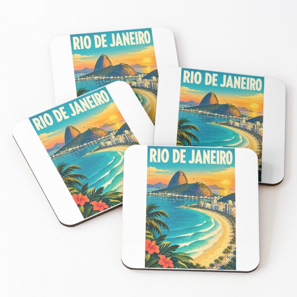 Item preview, Rio de Janeiro Vintage Travel Poster – Sugarloaf Mountain & Copacabana Sunset – Retro Brazil Art Tee designed and sold by bobscraze.