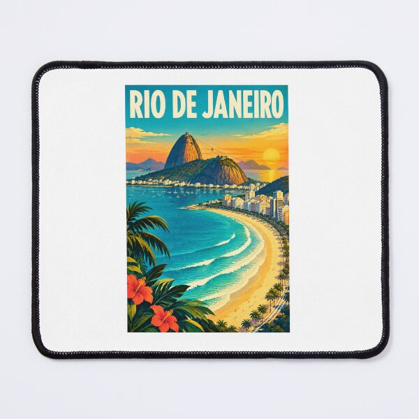 Item preview, Rio de Janeiro Vintage Travel Poster – Sugarloaf Mountain & Copacabana Sunset – Retro Brazil Art Tee designed and sold by bobscraze.