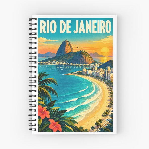 Item preview, Rio de Janeiro Vintage Travel Poster – Sugarloaf Mountain & Copacabana Sunset – Retro Brazil Art Tee designed and sold by bobscraze.