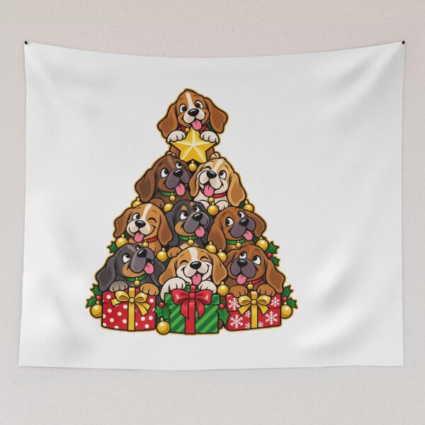 Item preview, Playful Christmas Puppy Stack with Gifts and Star designed and sold by skyartdesign.