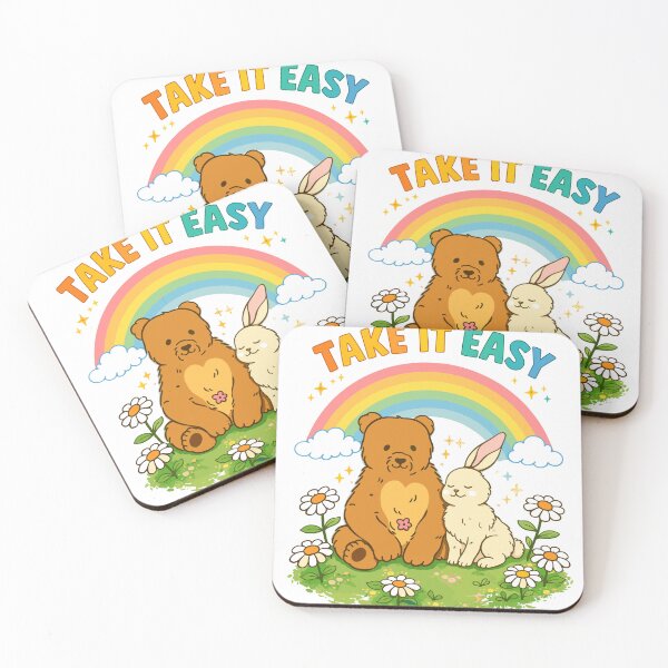 Item preview, Take It Easy Rainbow Bear & Bunny Poster designed and sold by Matinez Pink.