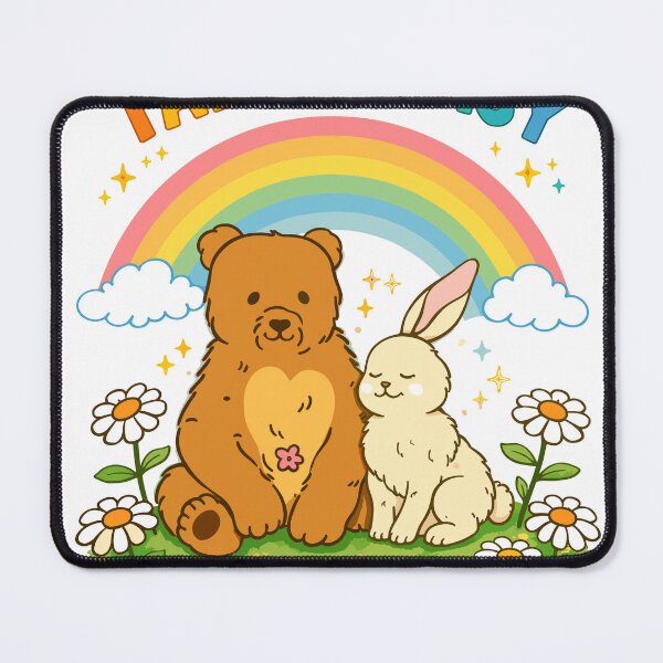 Item preview, Take It Easy Rainbow Bear & Bunny Poster designed and sold by Matinez Pink.