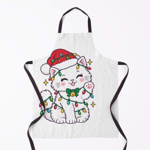 Item preview, White Christmas Kitten Wrapped in Festive Lights designed and sold by skyartdesign.
