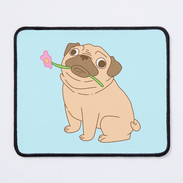 Item preview, pug with flower designed and sold by trinketgal.
