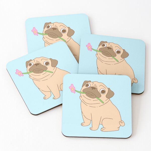 Item preview, pug with flower designed and sold by trinketgal.