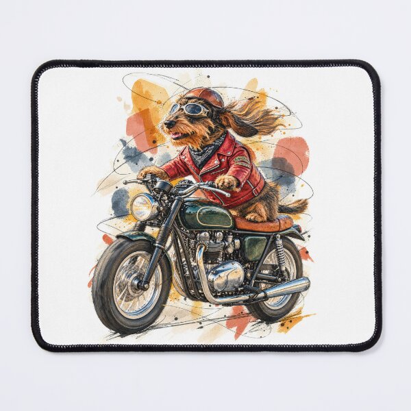 Item preview, Wind in His Ears – Wire-Haired Dachshund on a Motorcycle designed and sold by Russell Thorne.