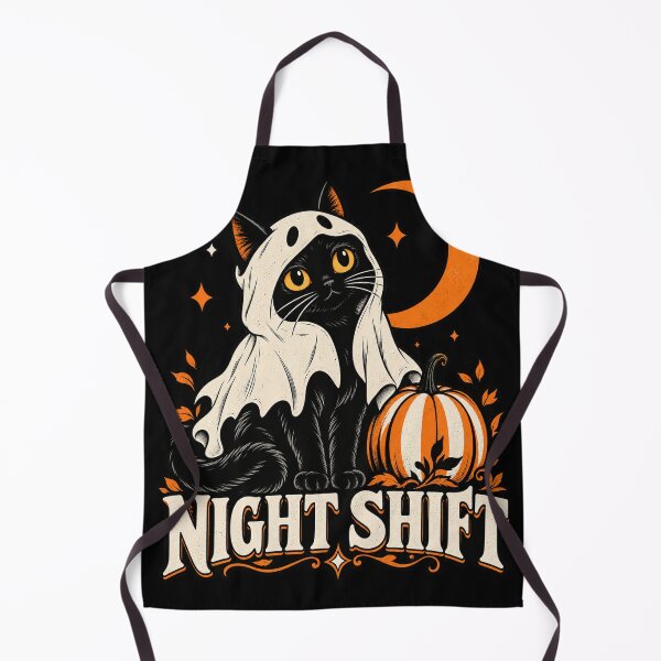 Item preview, Night Shift Cat Ghost, Pumpkin Moon Halloween Graphic designed and sold by haitrieuic96.