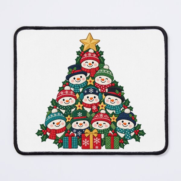 Item preview, Snowman Christmas Tree with Patchwork Winter Scarves designed and sold by skyartdesign.
