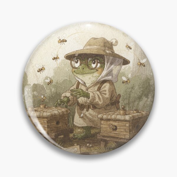 Item preview, Frog Beekeeper Tending Tiny Hives designed and sold by PictorialWhimsy.