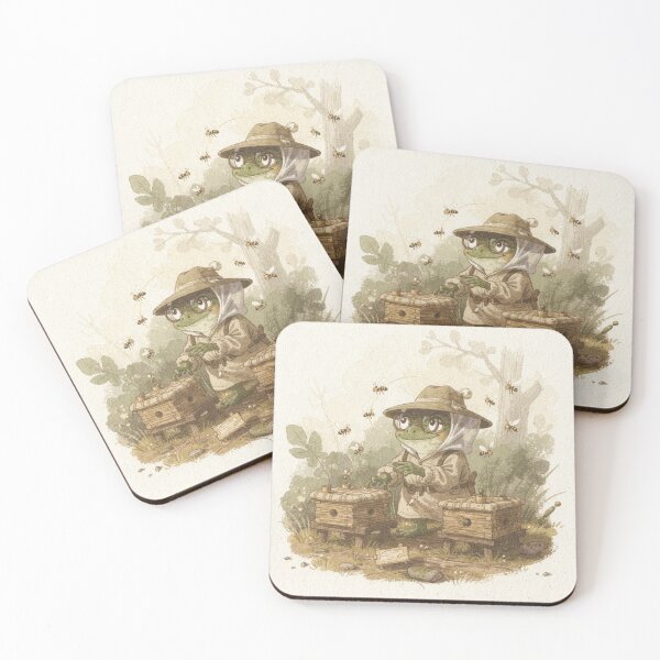Item preview, Frog Beekeeper Tending Tiny Hives designed and sold by PictorialWhimsy.