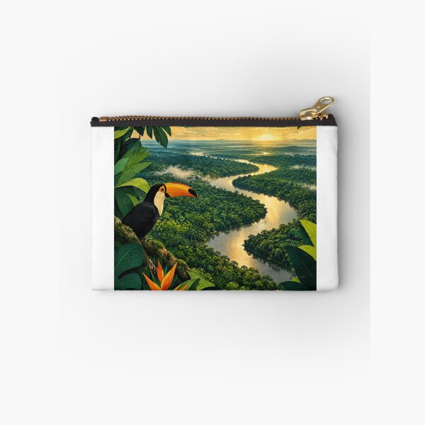 Item preview, The Amazon Vintage Travel Poster – Retro Jungle Toucan & River – South America Rainforest Art Tee designed and sold by bobscraze.