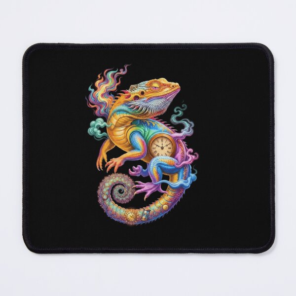 Item preview, Colorful Chameleon With Clock And Magical Swirls Fantasy Reptile Art designed and sold by Ostericaimusa.