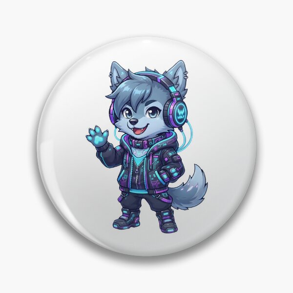 Item preview, Cyber Wolf Fursona Neon Gaming Techwear Cute Character designed and sold by DuckOddity.