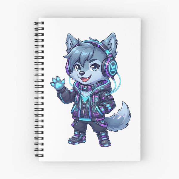 Item preview, Cyber Wolf Fursona Neon Gaming Techwear Cute Character designed and sold by DuckOddity.