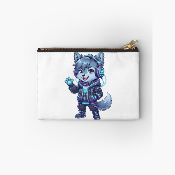 Item preview, Cyber Wolf Fursona Neon Gaming Techwear Cute Character designed and sold by DuckOddity.