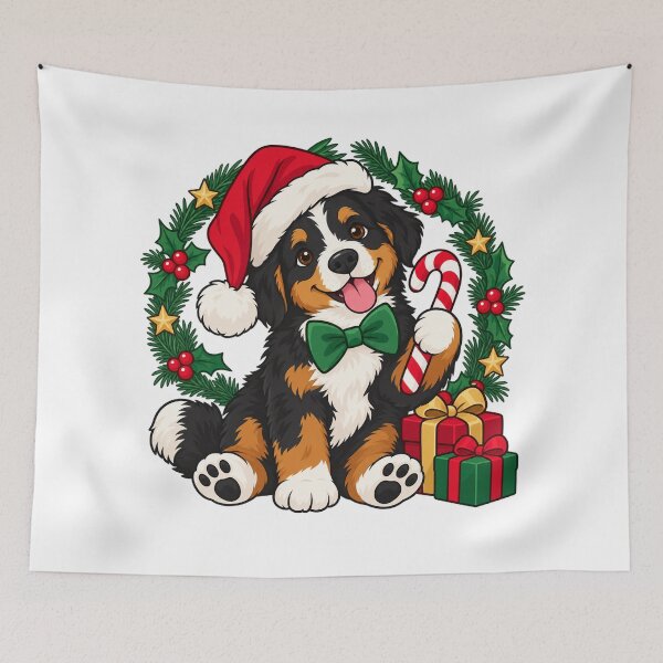 Item preview, Bernese Mountain Dog Puppy with Christmas Gifts designed and sold by skyartdesign.