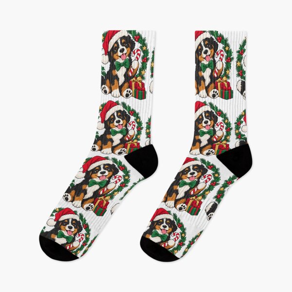 Item preview, Bernese Mountain Dog Puppy with Christmas Gifts designed and sold by skyartdesign.