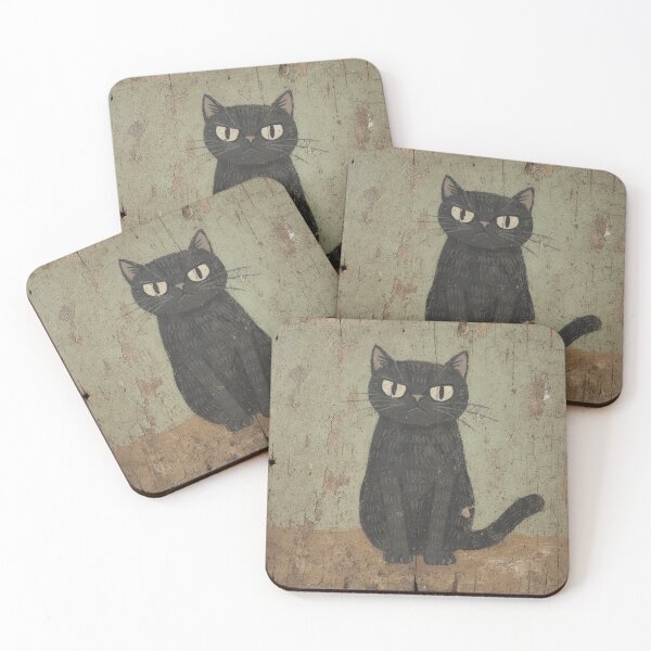 Item preview, Suspicious Black Cat Watching You Eat designed and sold by PictorialWhimsy.