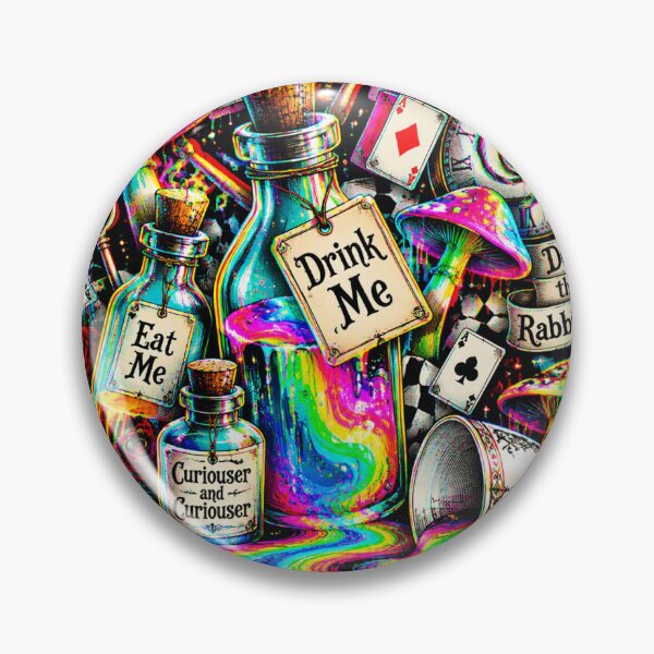 Item preview, Drink Me Down The Rabbit Hole | Psychedelic Wonderland Glitch Art designed and sold by LollipopPrints.